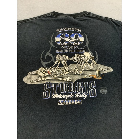 Biker 2009 Sturgis 69th Black Hills Motorcycle Rally Black Size XL T-Shirt Mens - Picture 3 of 8